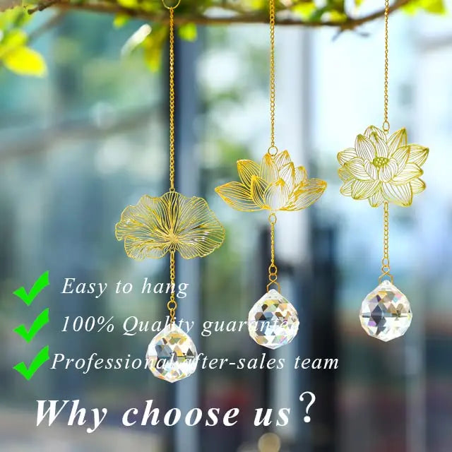 3-piece sunflower leaf pendant, crystal prism, window hanging, sun capture device, rainbow maker, home garden, rearview mirror d