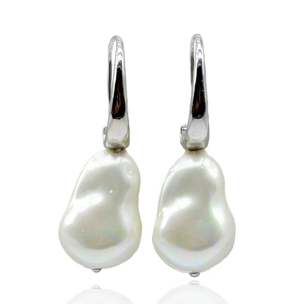 Hemasa Women's Earrings White Baroque Shell Imitation Pearl Pendant Jewelry Fashion Gift