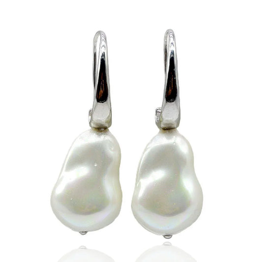 Hemasa Women's Earrings White Baroque Shell Imitation Pearl Pendant Jewelry Fashion Gift