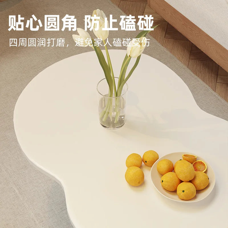 Formwell 100*50cm top 2 tier Peanut-Shaped Coffee Table Sofa Table Accent Table for Living Room easy assembling solid wood legs