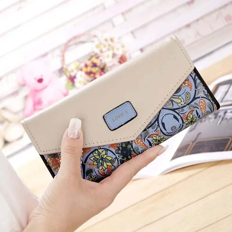 Tejesa   Womens Ladies Envelope Pu Leather Card Button Clutch Purse Long Wallets Money Bag