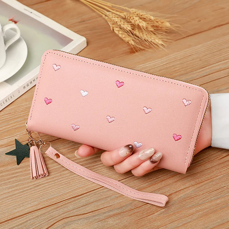 Women Long Wallets Purses Luxury Love Heart Wallets for Ladies Girl Money  Pocket Card Holder Female Wallets Phone Clutch Bag