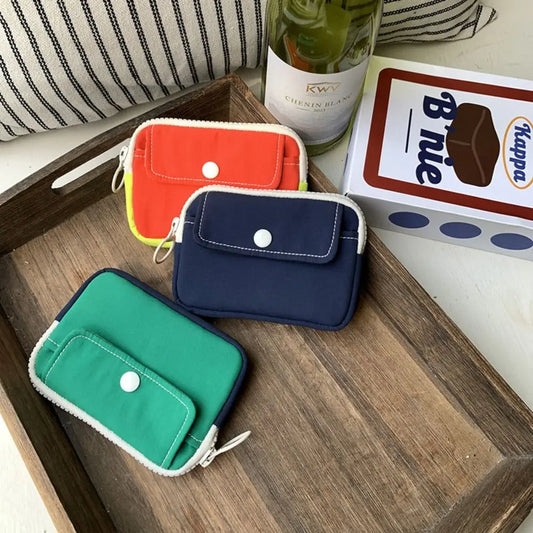 Solid Color Coin Purse New Lightweight Mini Cash Wallet Canvas Storage Bag Men