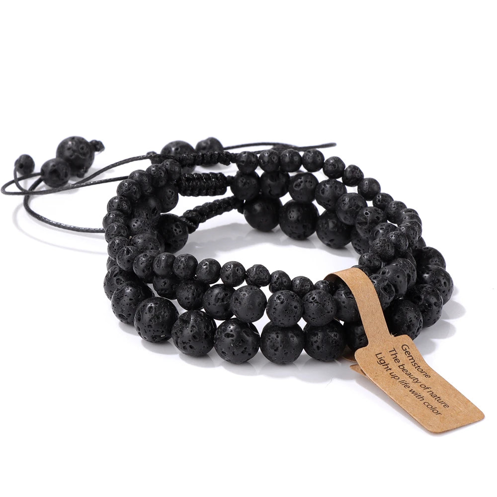 Tejesa  3pcs  Amazonite Bracelets for Women Men 4/6/8mm Beads Braided Bracelet Handmade Adjustable Wristbands Jewelry