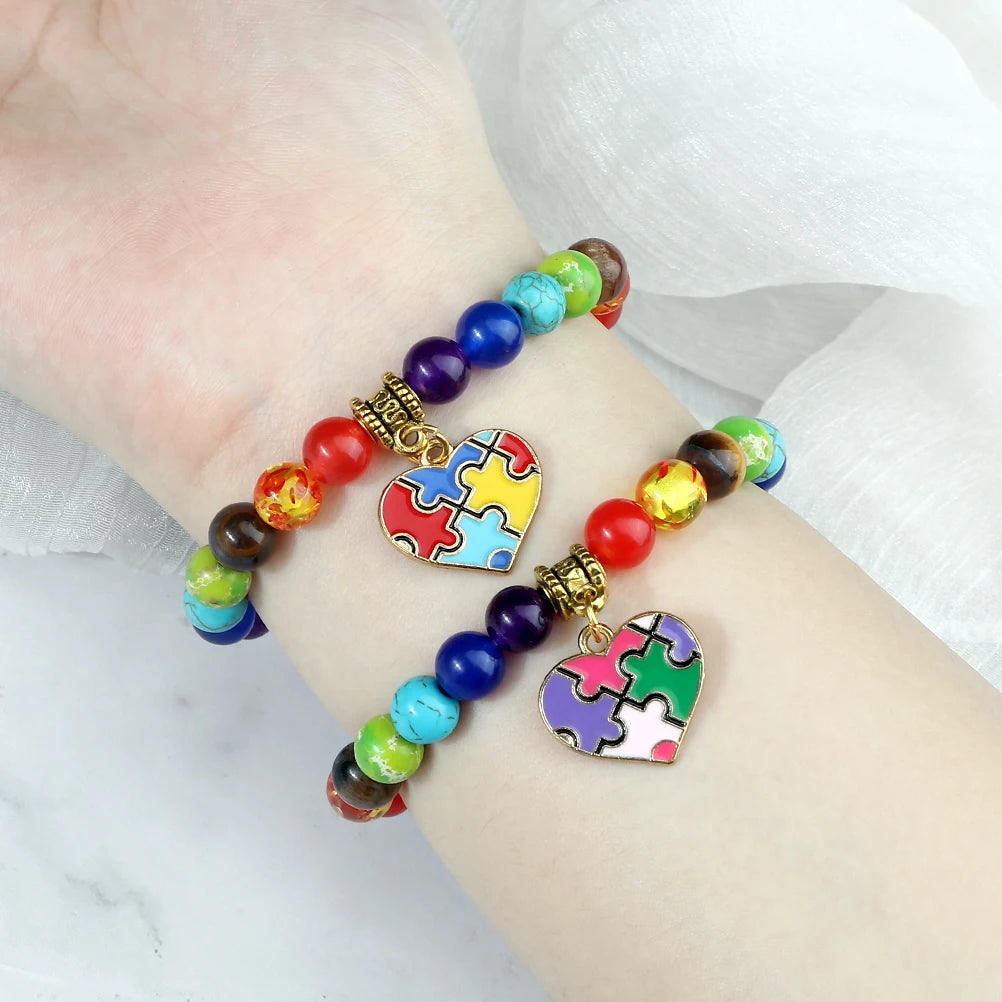 Women 7 Chakra Beads Bracelets & Bangle Men 8mm Natural Stone Simple Love Heart Bracelet Couple Lover Reiki Healing Jewelry Gift