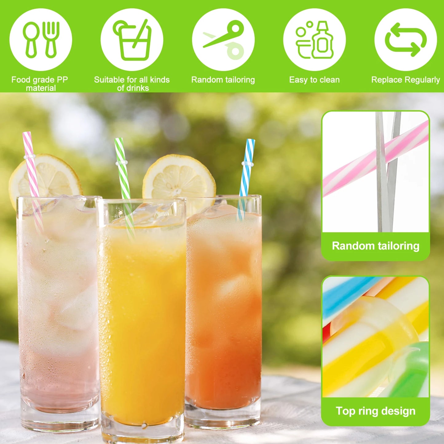 24/10Pcs Multicolor Drinking Straws Reusable Drinking Straws Beverage Bar Straws Wedding Decor Kitchen Beverage Party Supplies
