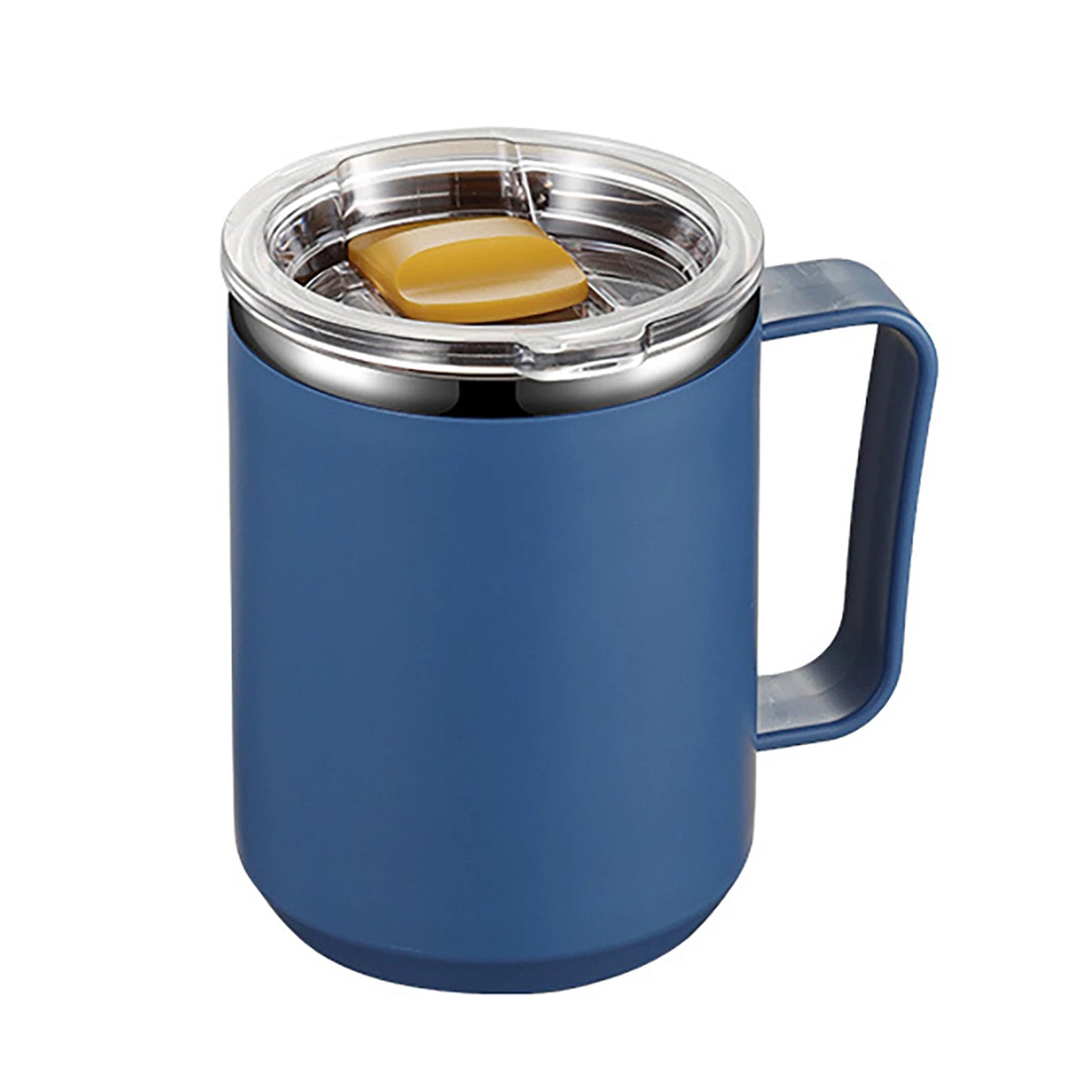 Hemasa 450ML Stainless Steel Coffee Cup Mug Handle Straw Lid Double-layer Drinkware Insulated Coffee Mug Tumbler Cold Hot Water Bottle