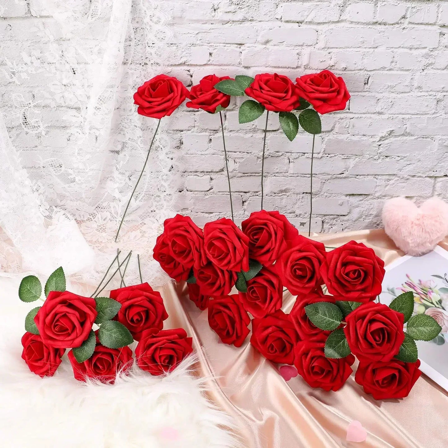 Rose Artificial Flowers 15/25/100pcs Foam Fake Roses Wedding Bouquets Centerpieces Mothers Day Valentines Gifts Party Decoration