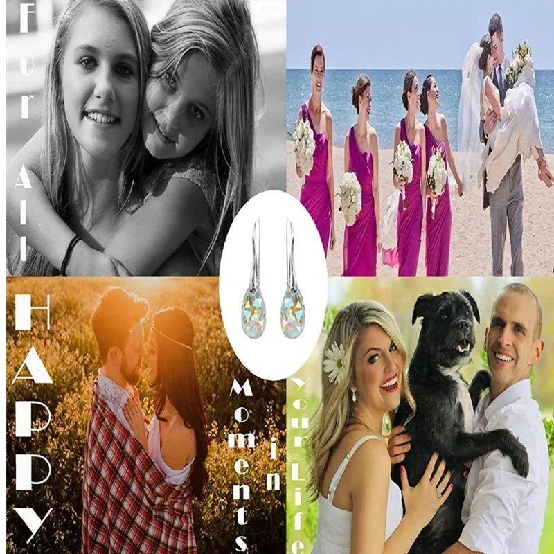 Delysia King Aesthetic Women Colour High-grade Crystal Earrings Trendy Water Drop Versatile Eardrop Best Friend Gift