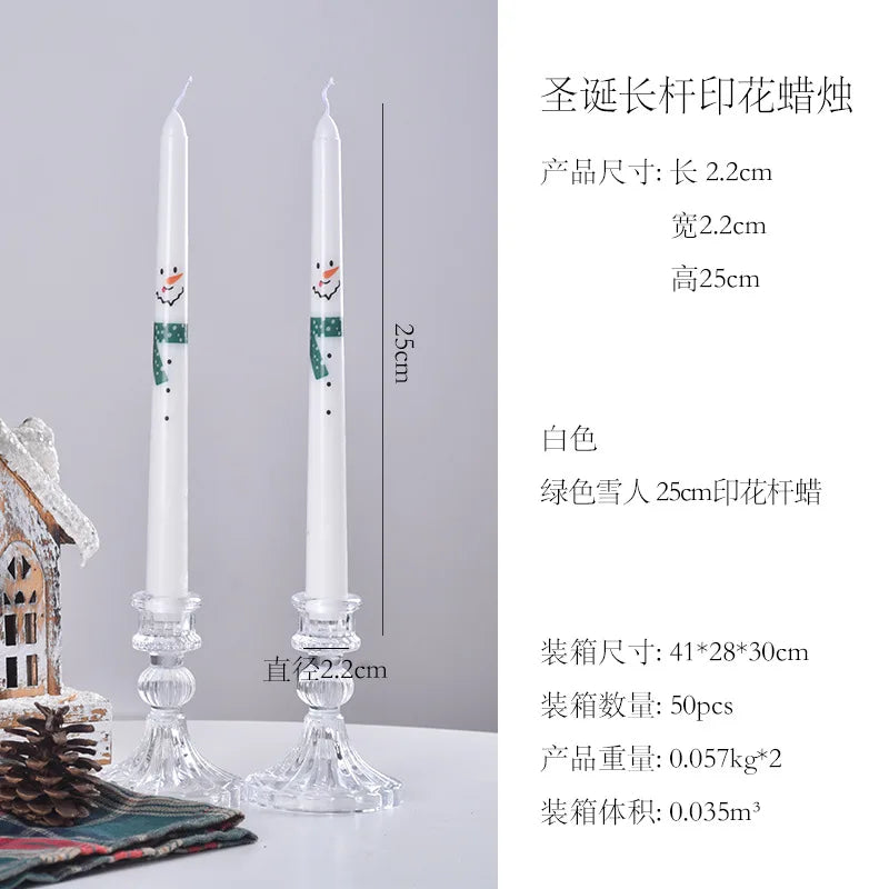 7.5'' Long Wedding Candles French Hand-Printed Pole Candle Long Taper Dinner Candles for Minimalist Home Decorative Candles