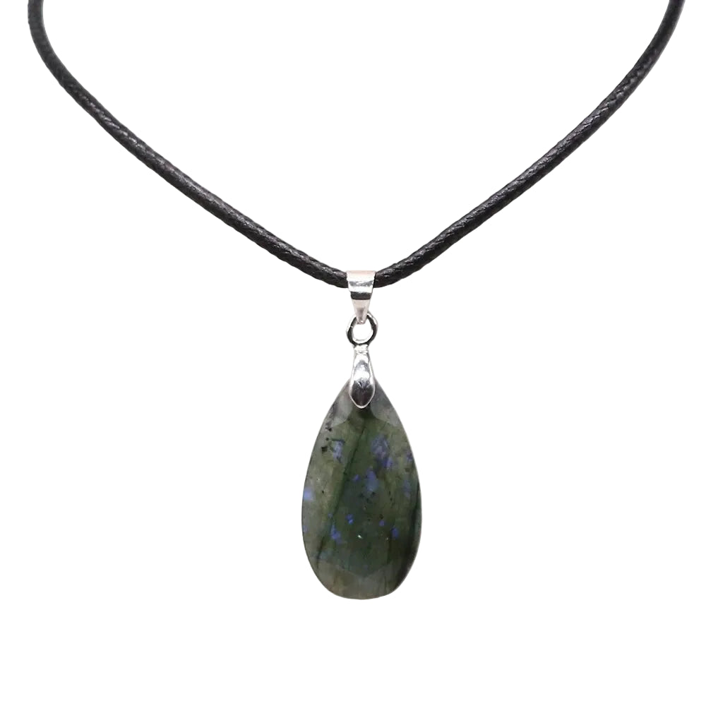Hemasa 13*24mm Teardrop Shape Faceted Natural Stone Rope Chain Pendant Necklace  Jewelry Suitable for Enhance Fashion Woman Charm