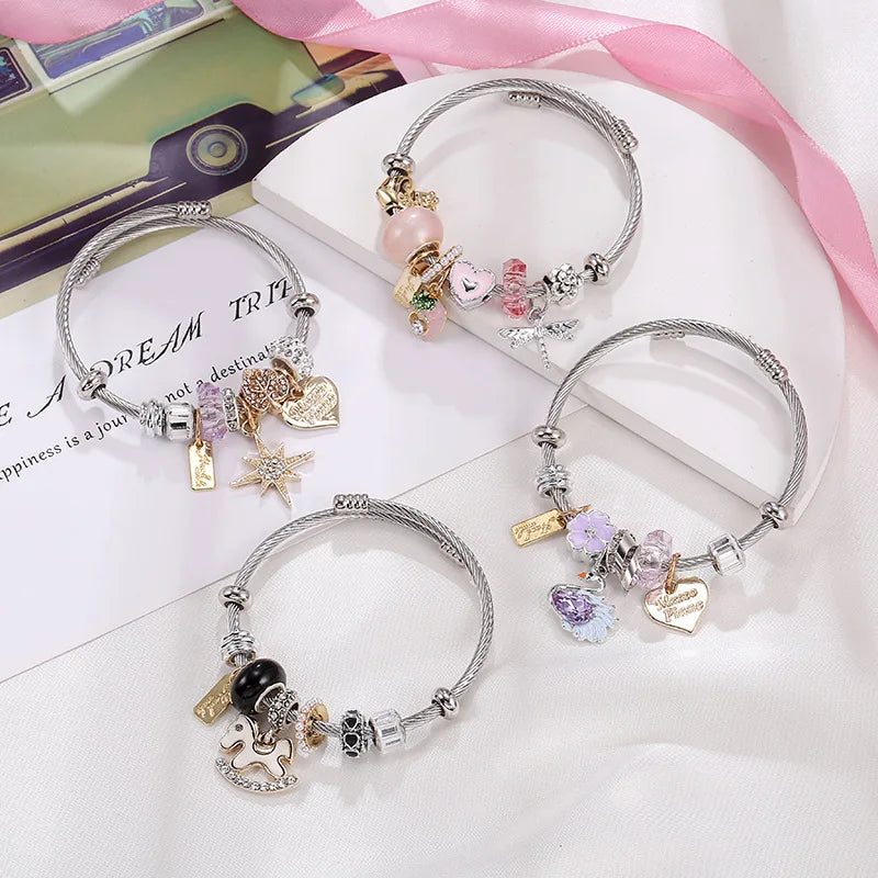 DIY Star Bracelets Woman Luxury Brand Stainless Steel Jewellery Accessory Couple Bracelet