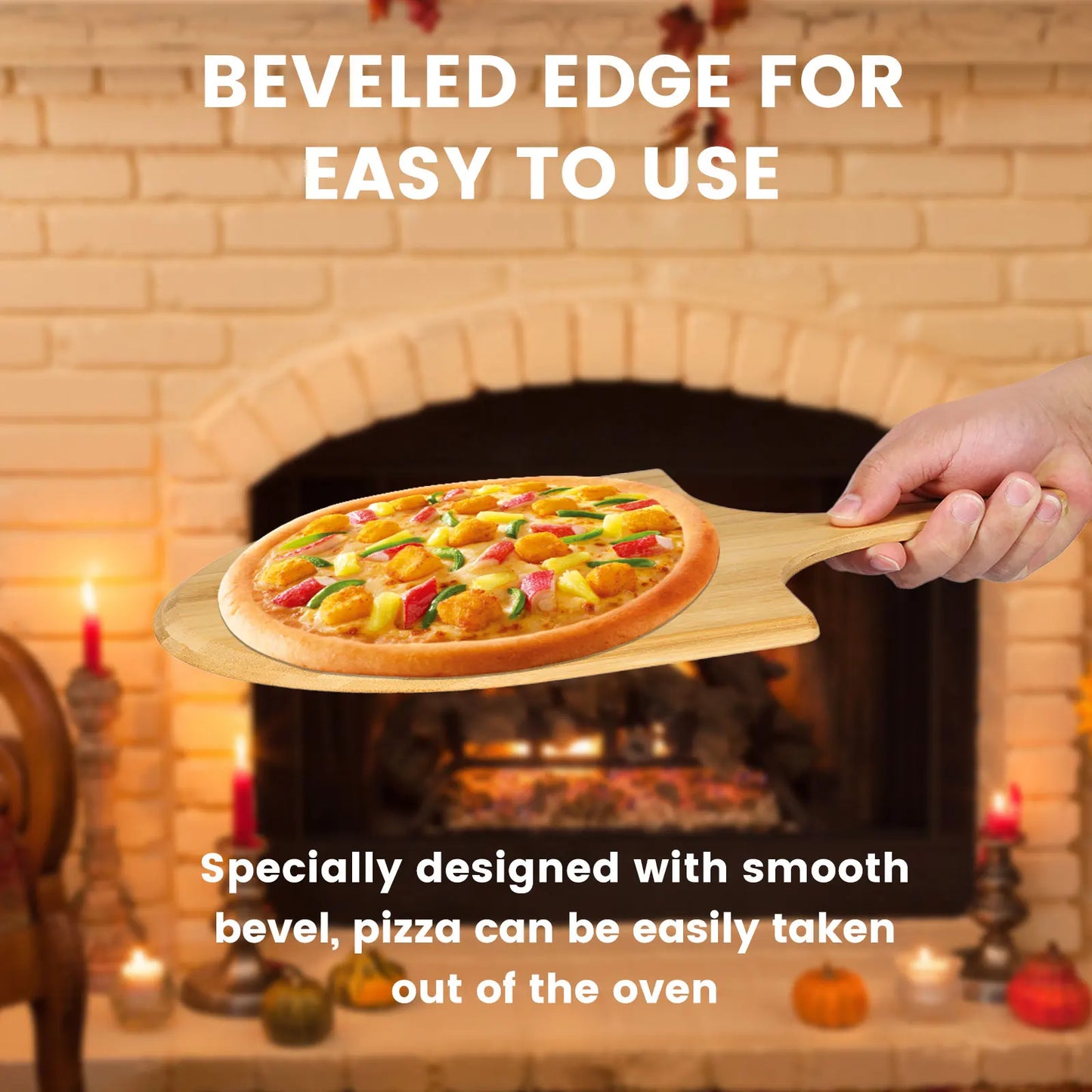 Tejesa 2/1Pc Pizza Peel Bamboo Pizza Spatula with Handle Cutting Board Pizza Tray Shovel for Baking Bread Cuting Fruit Vegetable Chees