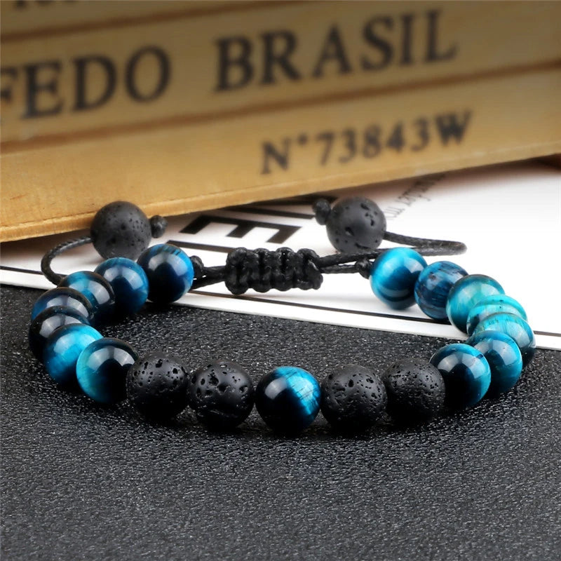 Hemasa Tiger Eye Beads Bracelets / Natural Stone Lava Beads Bracelet for  Women/Girls