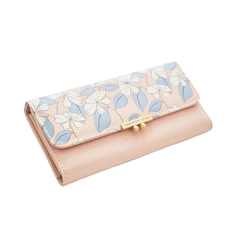 Tejesa Women's Cute Purse Long Printing Flower Wallet Phone Female Three Fold Clutch Large Capacity Wallet