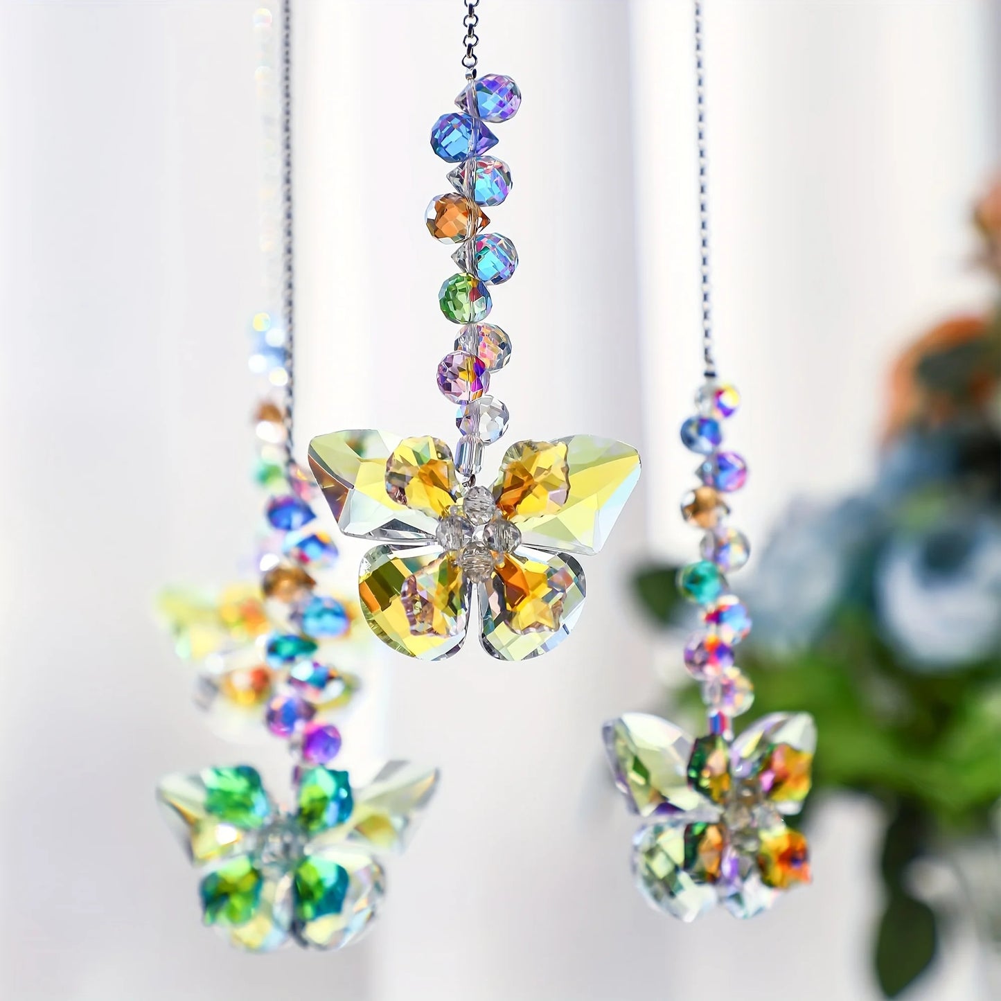 Tejesa 1/4 piece crystal butterfly sunflower hanging ornament/decoration/ rainbow maker sun catcher