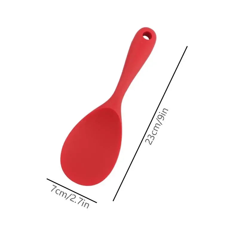 Hemasa Hanging Silicone Rice Spoon Kitchen Ladle Non-stick Saucepan Electric Rice Cooker Cooking Scoop with Holes Household Items
