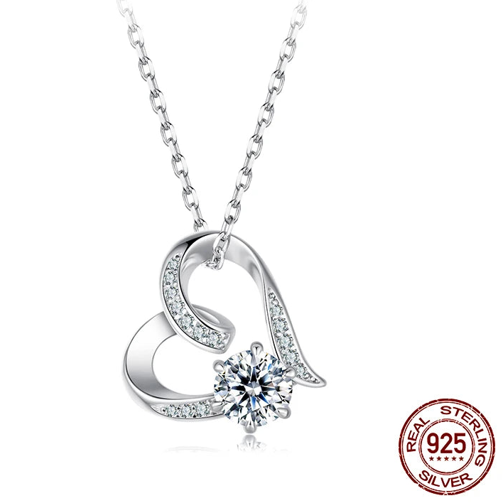 Tejesa Heart Necklaces for Women/Forever Love Moissanite 925 Sterling Silver Minimalist Heart Pendant Necklace