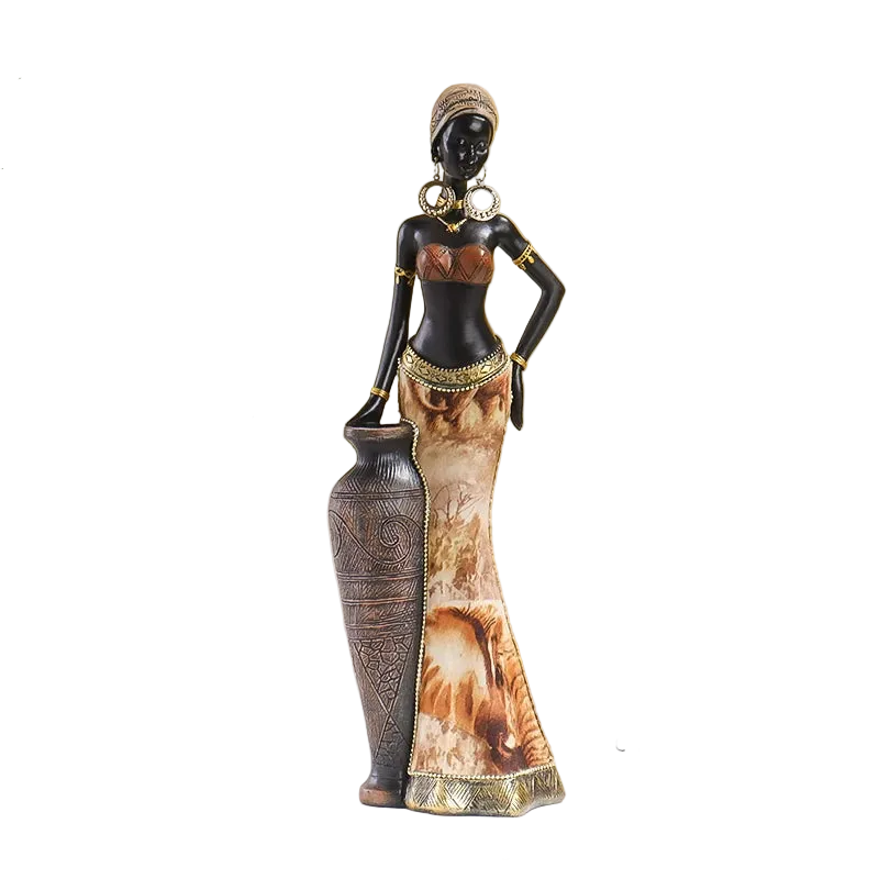 Hemasa African Style Resin Craft Figurines/ Black Woman Art Sculpture for Bedroom/Living Room/Bar Cabinet/ Entryway Decor