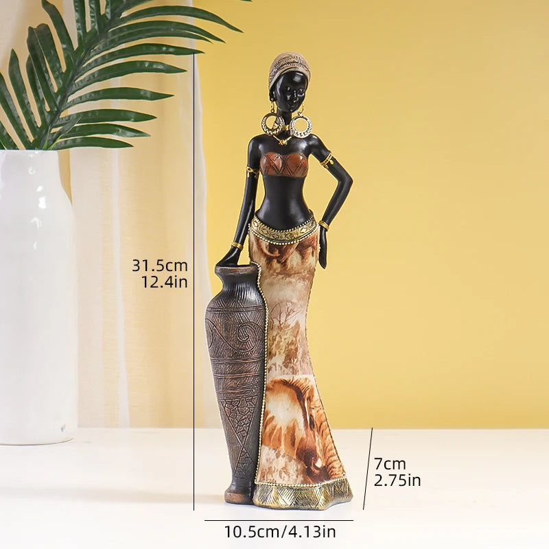 Hemasa African Style Resin Craft Figurines/ Black Woman Art Sculpture for Bedroom/Living Room/Bar Cabinet/ Entryway Decor