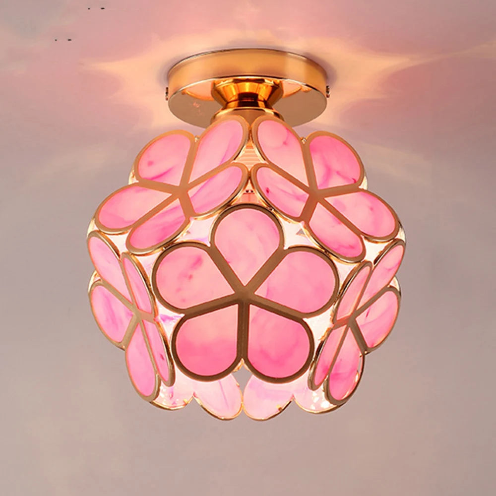 Hemasa  Flower Ball LED Ceiling Lamp glass Petal Inlaid Chandelier Aisle Corridor Home Decor Ceiling Light Restaurant