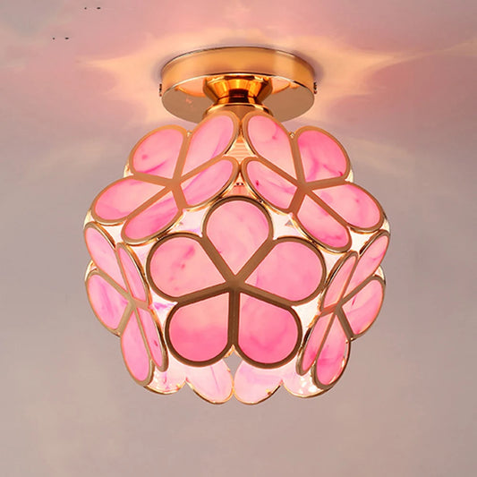 Hemasa  Flower Ball LED Ceiling Lamp glass Petal Inlaid Chandelier Aisle Corridor Home Decor Ceiling Light Restaurant