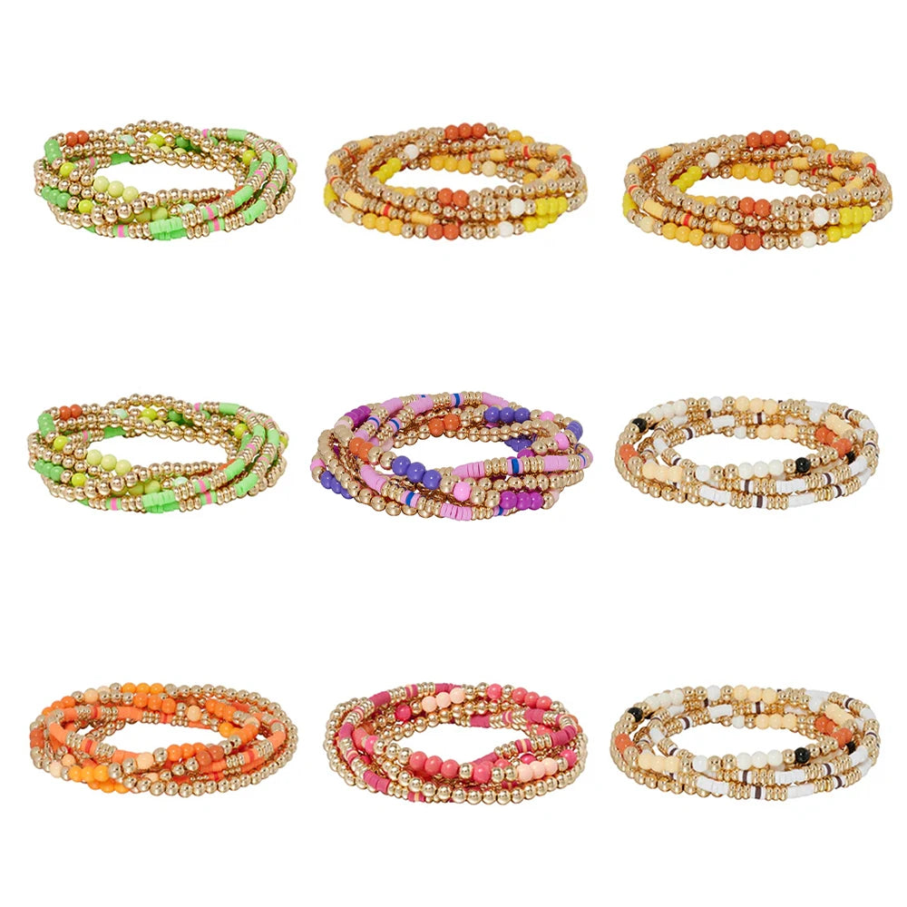 Tejesa Seed Beads Colorful 6mm Beaded  Bracelets Sets for girls/Women