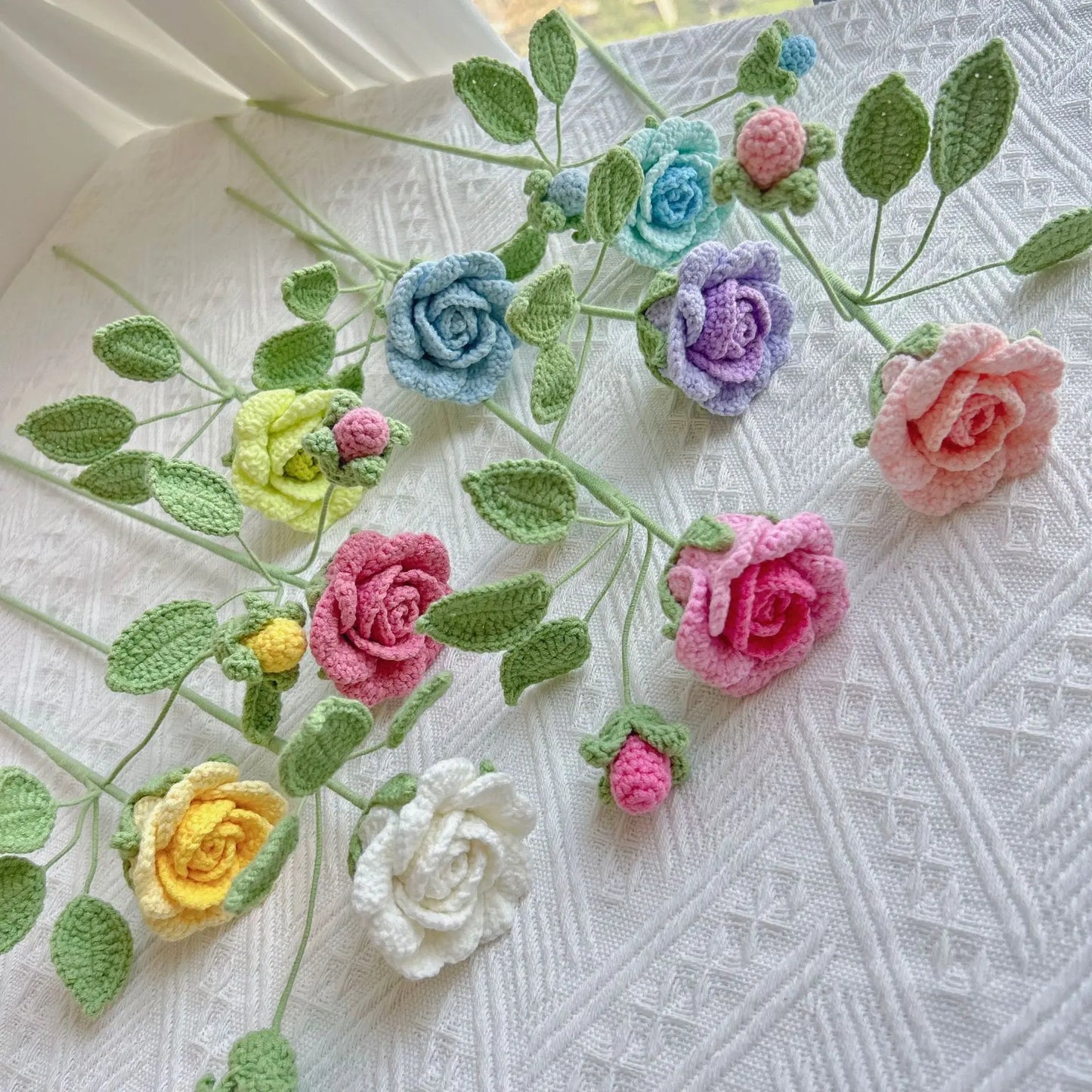 Hemasa 2 Pcs Rose Crochet Bouquet /Knitted Rose Flowers/Handwoven Bouquets