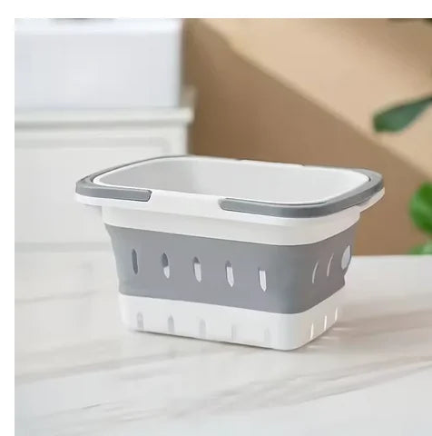 Hemasa  Portable Plastic Folding Laundry Basket Dirty Clothes Washing Bucket Container With Handle For Bathroom Storage Sorting