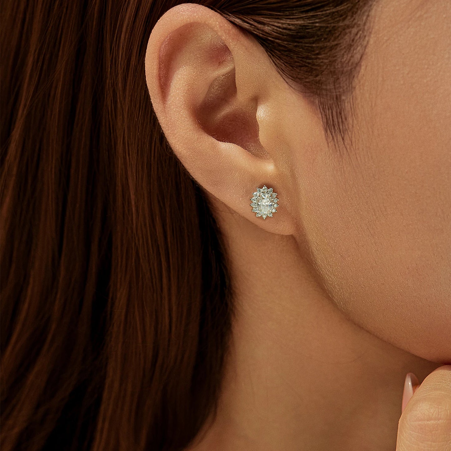 Tejesa Moissanite Halo Earrings 925 Sterling Silver Classic Stud Earrings For Women Luxury Bridal Jewelry
