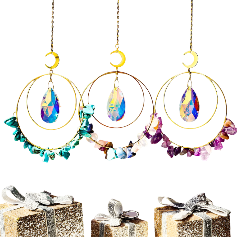 Hemasa Crystal Stone Suncatcher Rainbow Sun Catchers Wind Chime Hanging Prism Pendant Light Catcher Window Garden Home Decoration Gift
