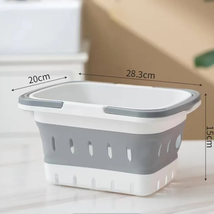 Hemasa  Portable Plastic Folding Laundry Basket Dirty Clothes Washing Bucket Container With Handle For Bathroom Storage Sorting