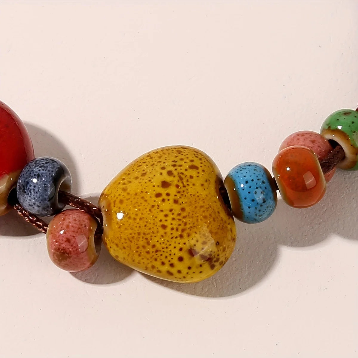 Hemasa Colorful Love Heart Charm Bracelet  /Ethnic Style Colorful Ceramic Bead Bracelet