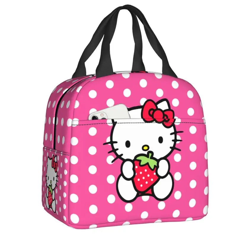 Hemasa  Hello Kitty Cat Lunch Bag Leakproof Cooler Thermal Insulated Bento Box For Women Kids Picnic Travel Food Tote Bags