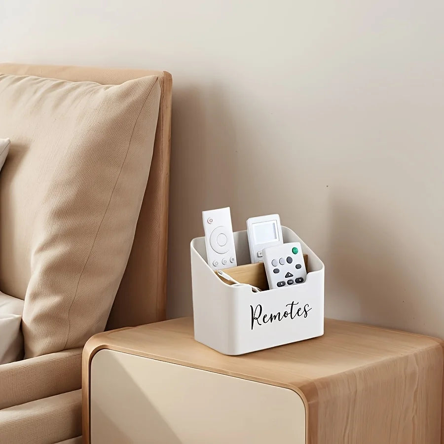 TV Remote Holder, Remote Control Holder Desk Storage Organizer Box, Remote Control Holder Caddy with 2 Compartments Container