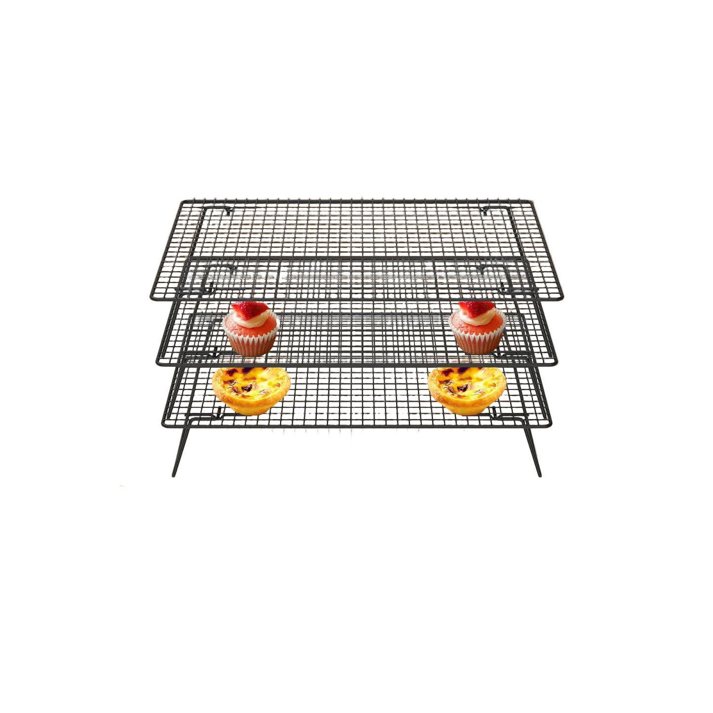 Tejesa 3/2Pcs Cooling Rack Stainless Steel Grid Baking Tray Non Stick Bread Cake Pizza Cooling Dry Rack Baking Pan Kitchen Accessories