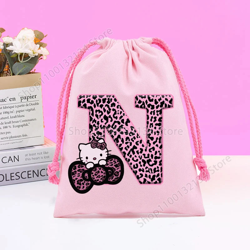 Sanrio Hello Kitty Drawstring Bagfor  Kids /Anime Letter Printed Bags Cookies Candy Storage Bag Wedding Jewelry Gift Bag