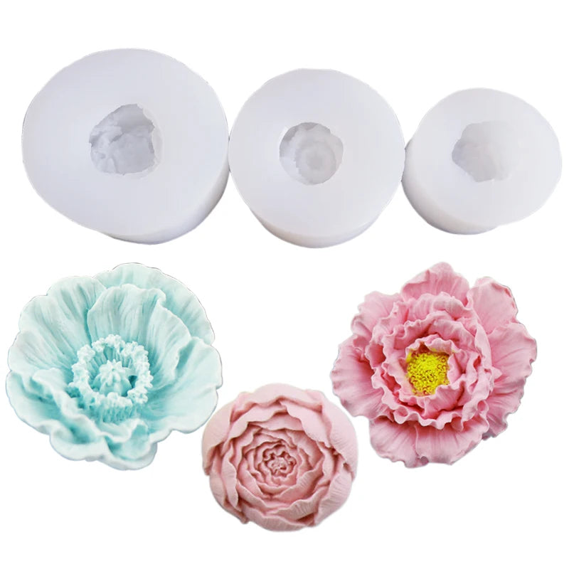 Peony  Flower Candle Wax Silicone  Mould for DIY Decoration