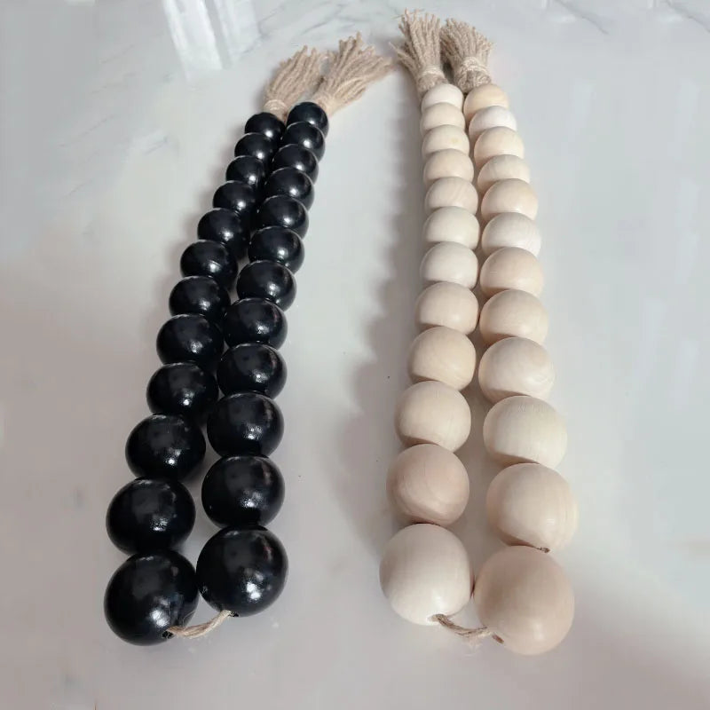 4cm Big Wood Bead Garland Tassel Room Wall Hanging Decor For Christmas Oversized Farmhouse Rustic Country Natural Bead Ornament