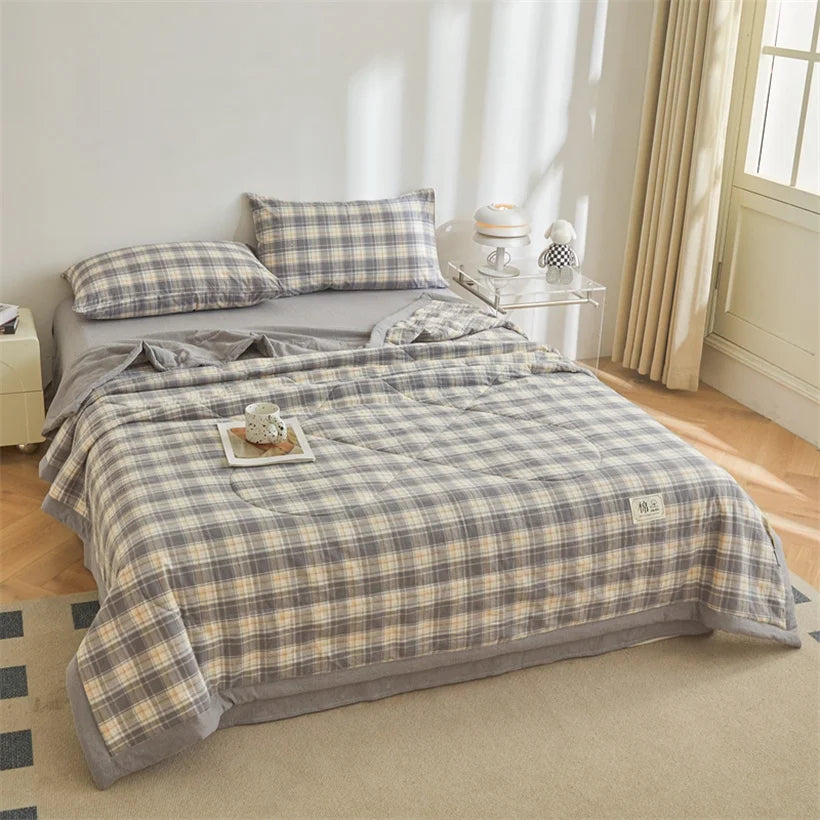 Tejesa Summer 100% Cotton Thin Quilt Comforter Soft Air Conditioning Quilt/Duvet/Blanket Lightweight Bed Cover Soft Bedding
