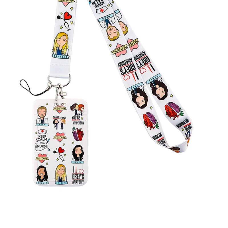 Dentist Doctor Nurse Cartoon Credential Neck Strap Lanyards Keychain ID Card Pass Hang Rope Lariat Key Chain Ring Badge Holder