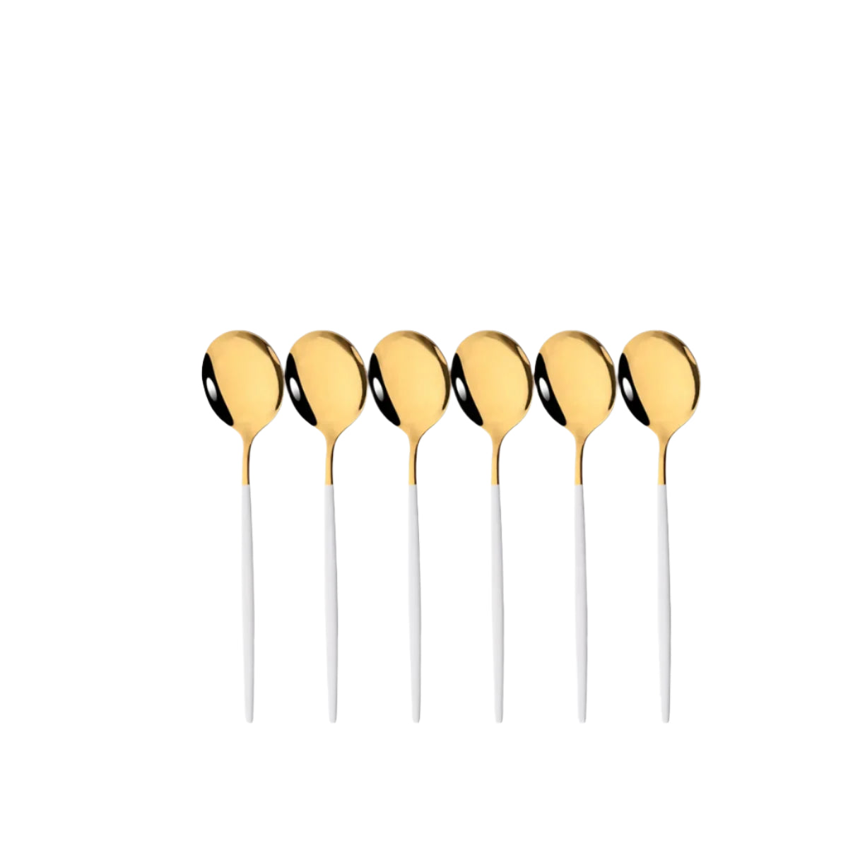 Hemasa 6Pcs Mirror White Gold Tea Spoon Dessert Ice Cream Stainless Steel Spoons Stirring Coffee Spoon Kitchen Accessories Flatware