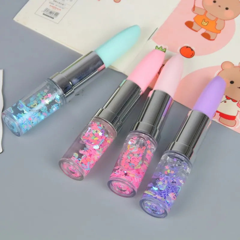 Novelty Lipstick Ballpoint Pen Portable Signature Promotional Pens Small Fresh 0.5mm Black Ink School Office Supplies Girl Gift