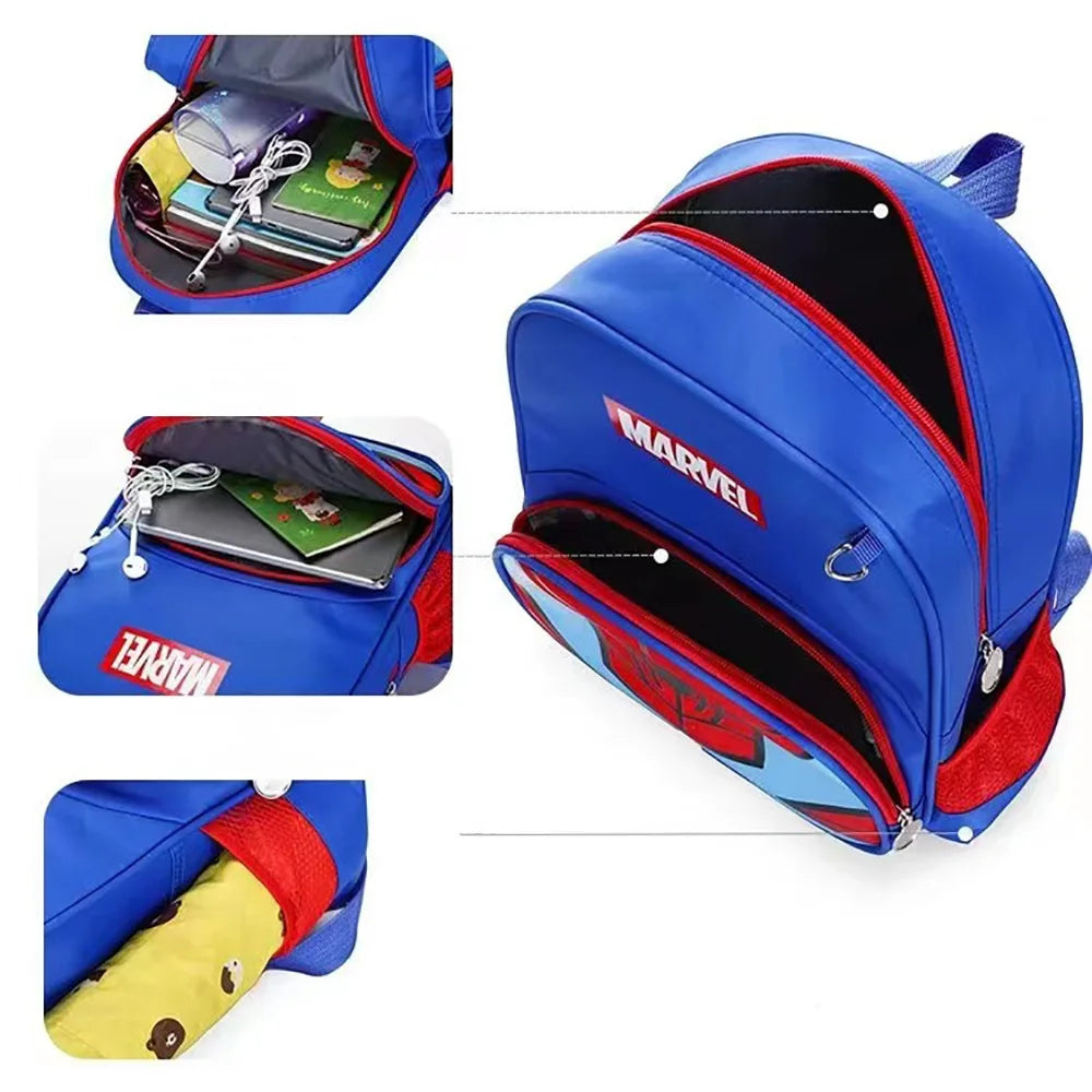 Spiderman Iron Man Captain America Children Schoolbag Marvel Periphery Anime School Bag Satchel With Pendant Bag Purse Backpacks