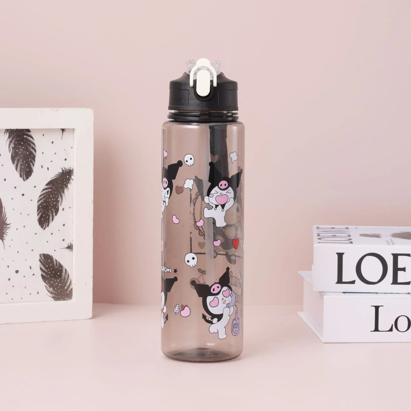Tejesa Water Cup with Straw / Cute Cartoon Print Water Bottle for Office Home Gift