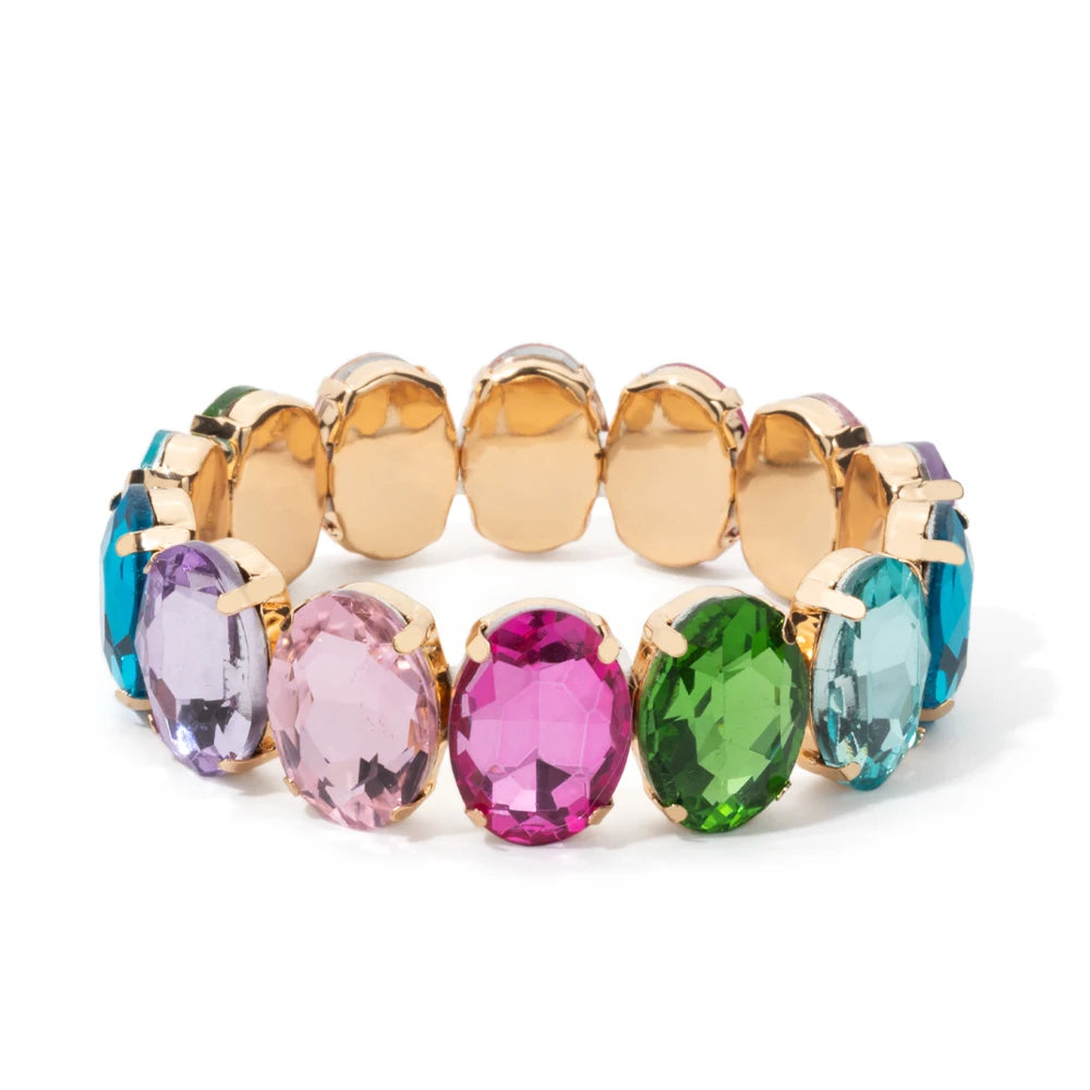 Tejesa Zirconia Bangle For Women Gold Color Crystal Stretchable Bracelets