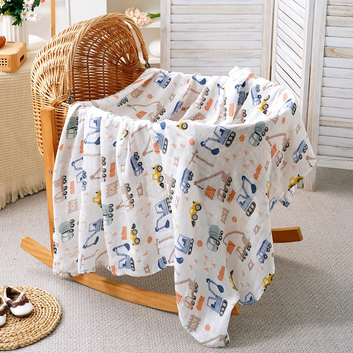 Tejesa 2Pcs Bamboo Cotton Baby Muslin Swaddle Blankets /Breathable Newborn Wrap Infant Bath Towels 120x110cm