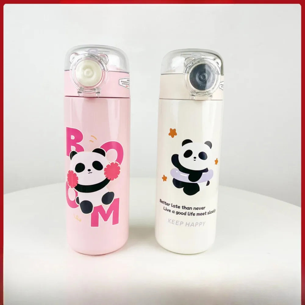 Hemasa 500ml Panda Cartoon Male and Female Students  Cute Thermos Cup