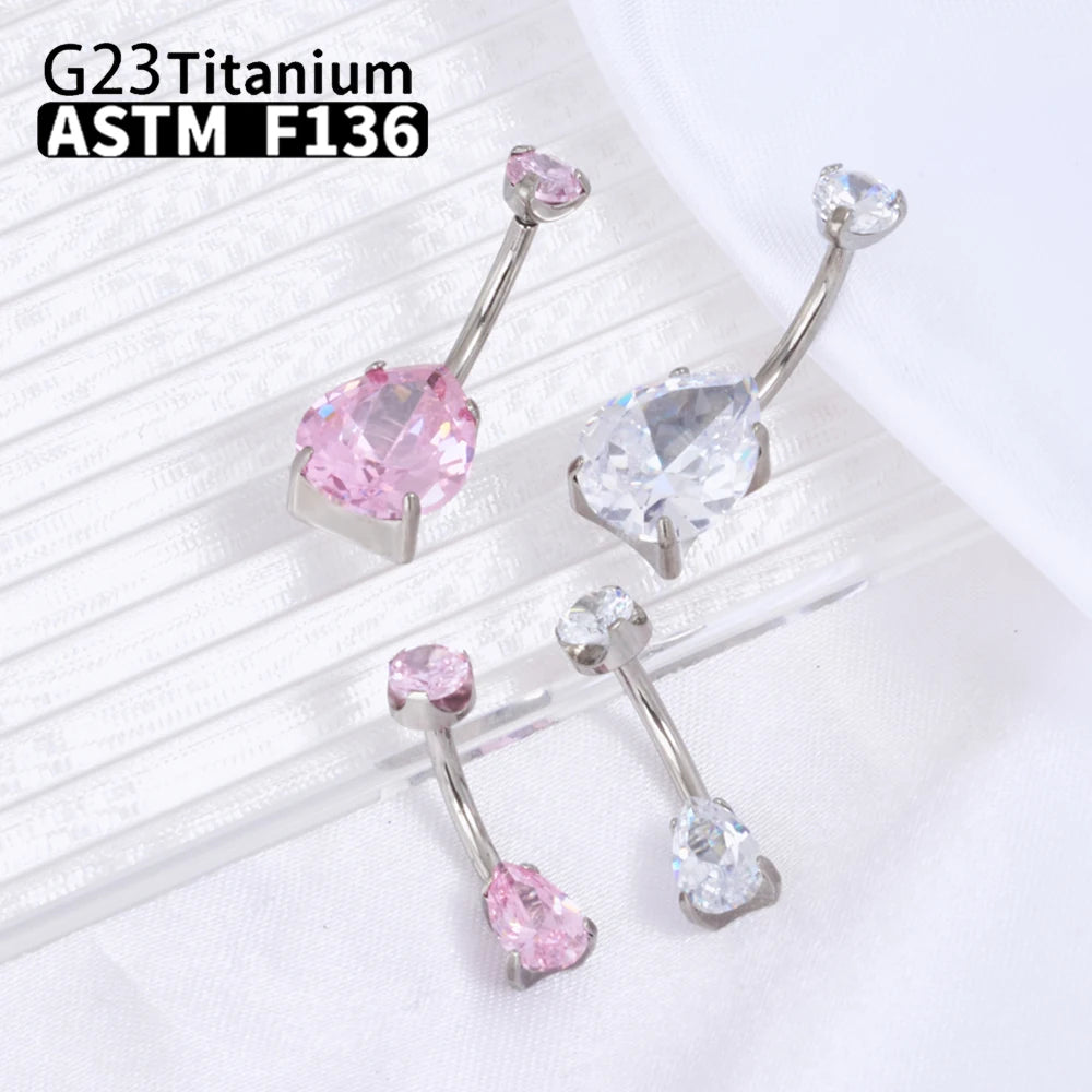 G23 Titanium Women Sexy Belly Button Rings Piercing ASTM F136 Body Jewelry 14G Internally Threaded Zircons wholesale Jewelry
