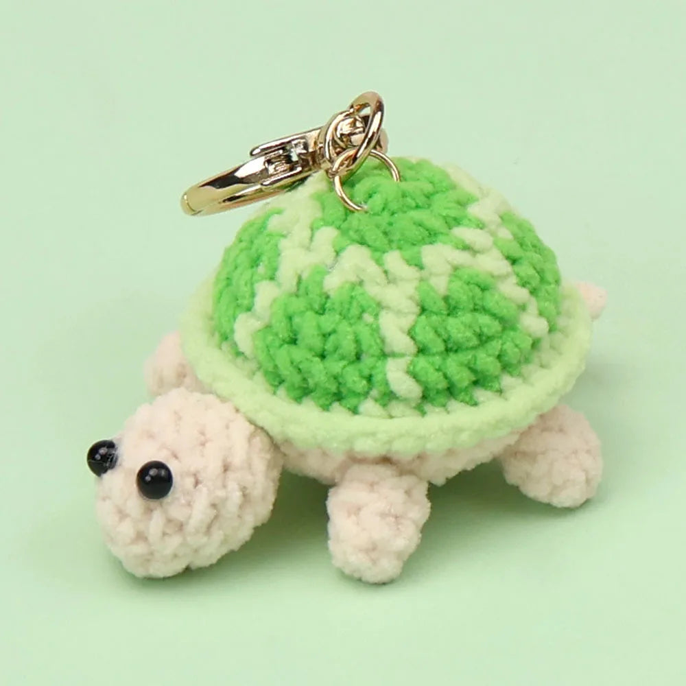 Hemasa Cute Turtle Keychain Lovely Crochet Turtle Pendant /Handwoven Animal Key Ring
